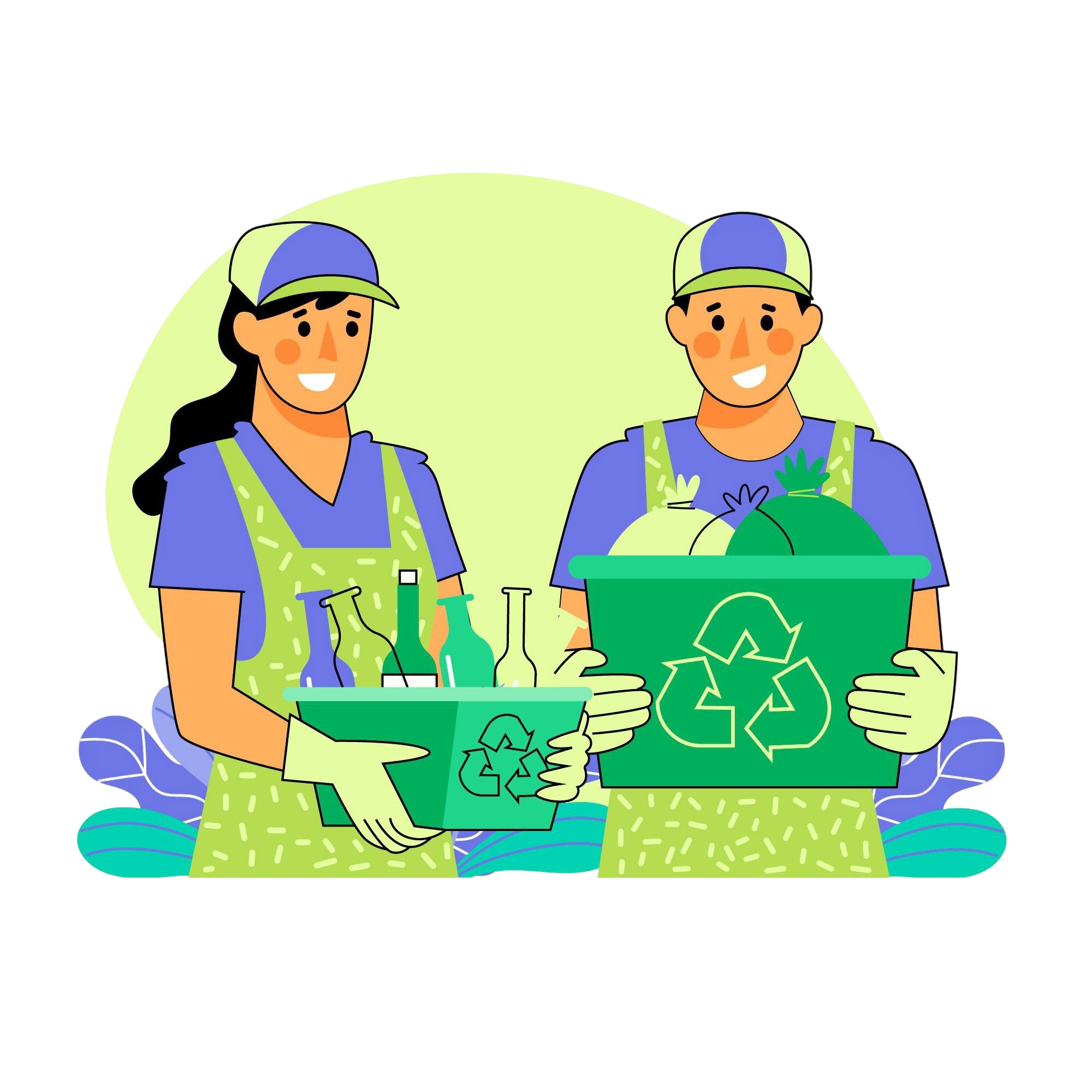 smiley-people-recycling-together